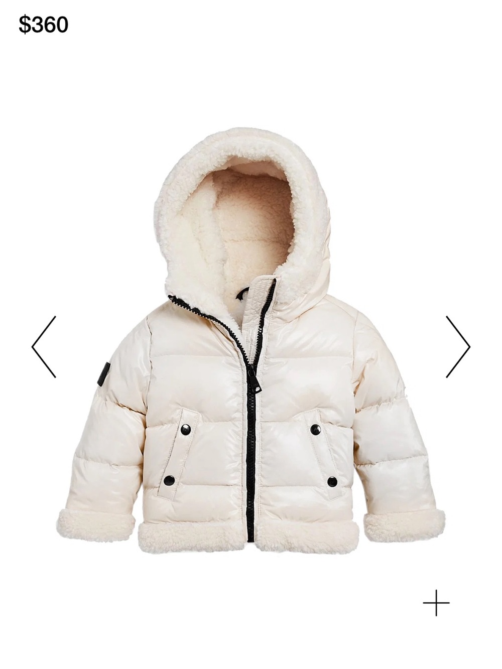 SAM. Cream Hooded Sherpa-Trim Puffer Jacket for Kids